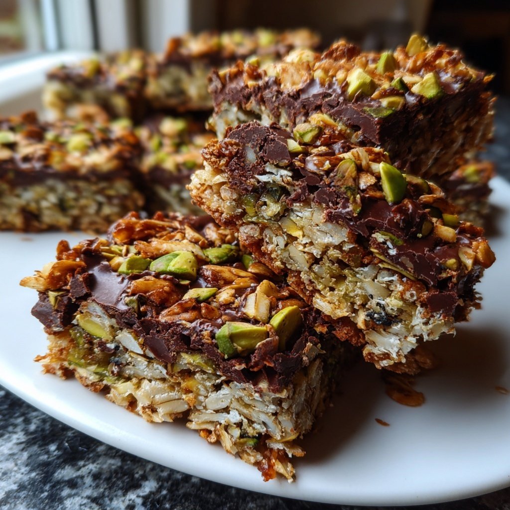 Chocolate Pistachio Coconut Snack Squares