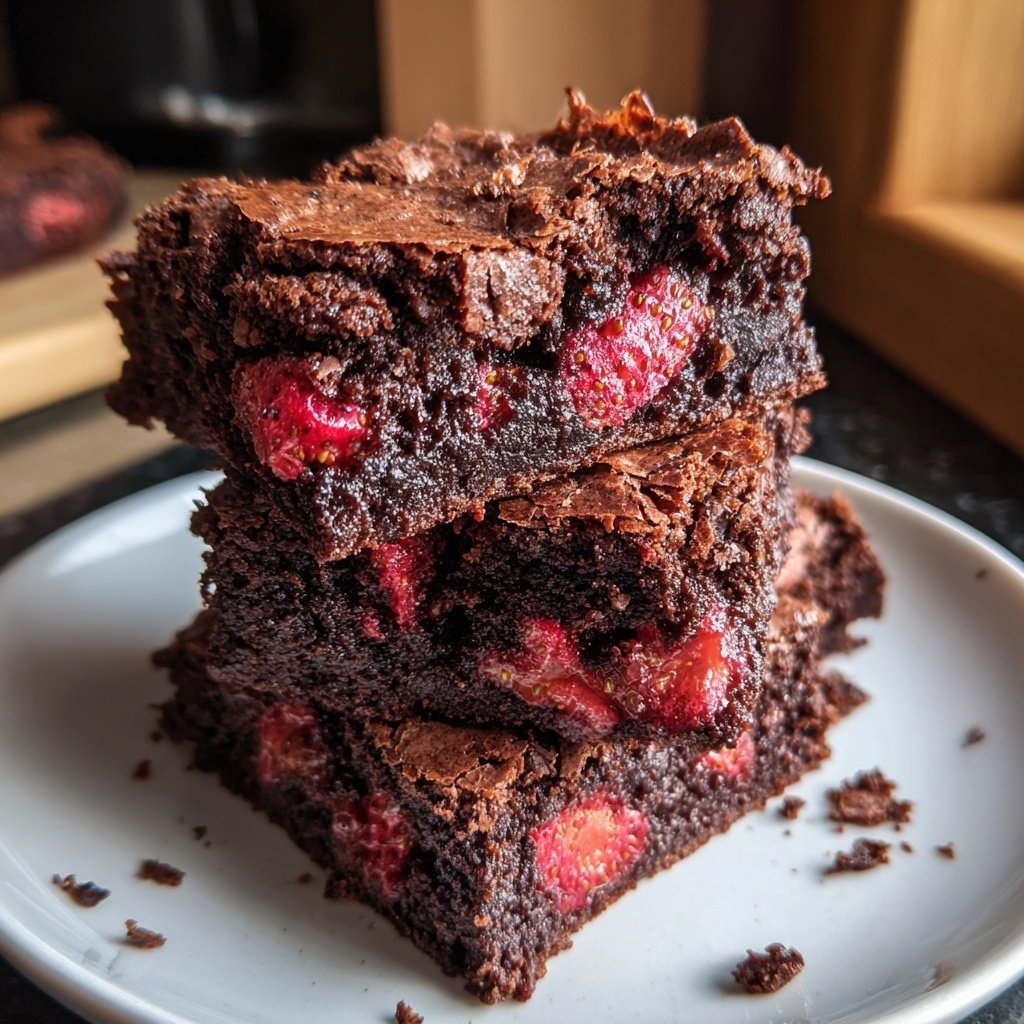Cottage Cheese Brownies with Strawberry Pieces