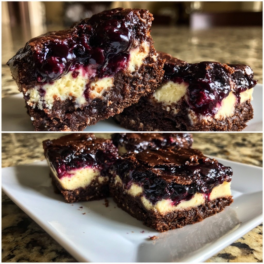 Cottage Cheese Brownies with Blueberry Swirl