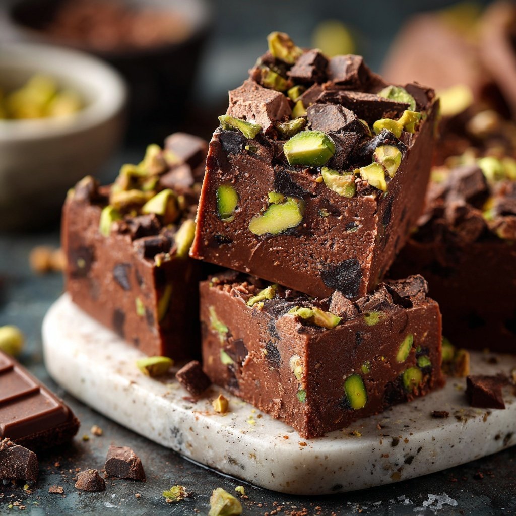 Chocolate Pistachio Snack Fudge